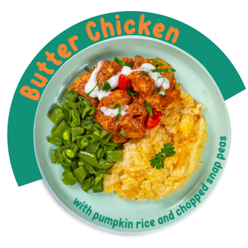 Butter Chicken w/ Pumpkin Rice and Chopped Sweet Snap Peas 